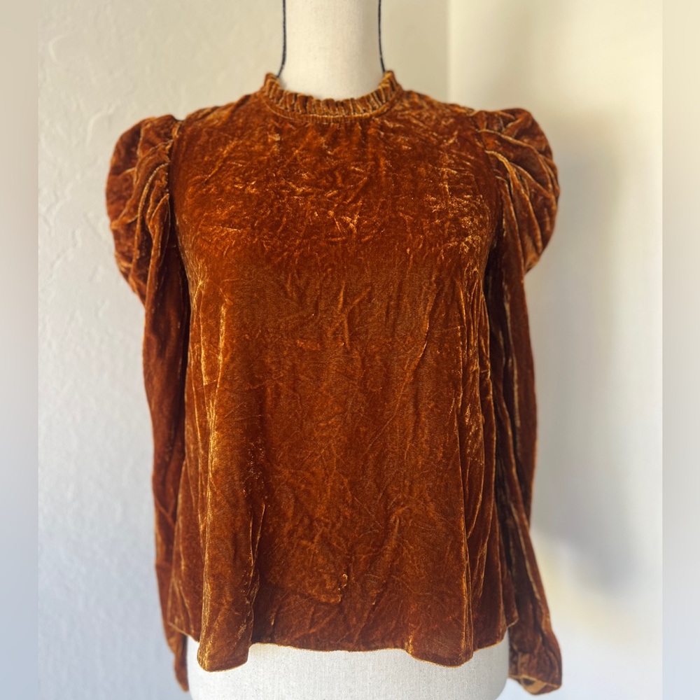 Ulla Johnson Velvet Blouse in Warm Brown